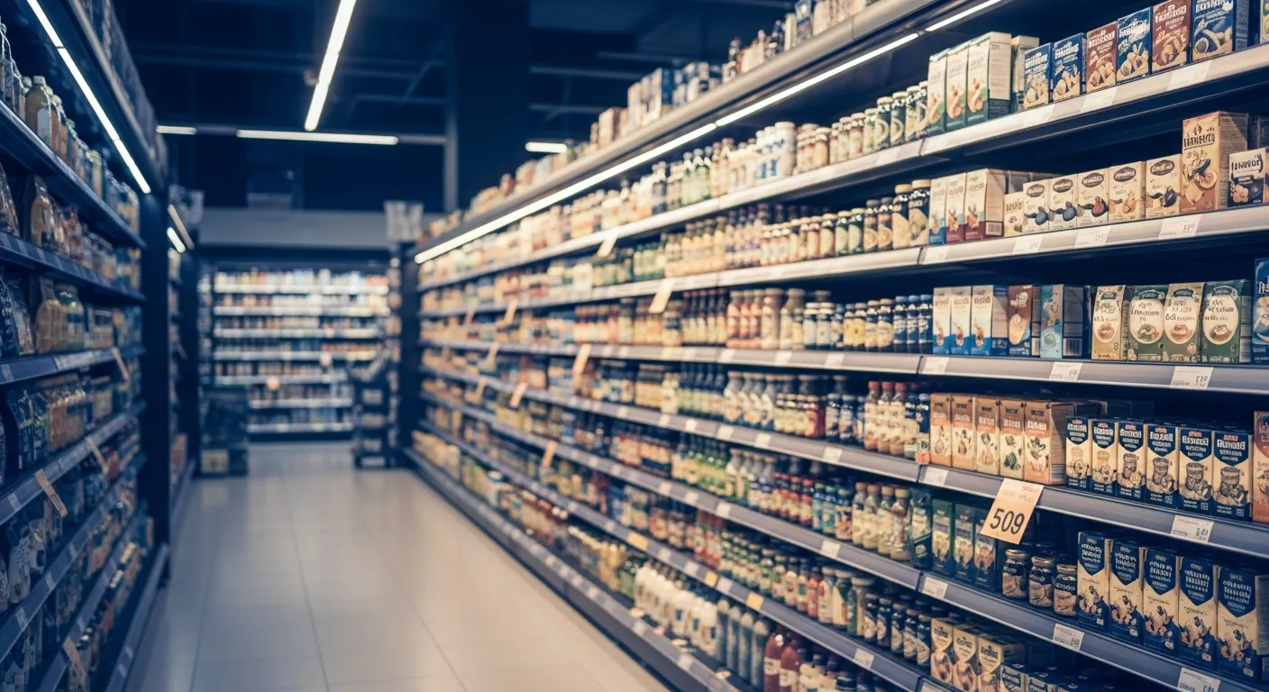 Retail distribution centre with palletised consumer goods